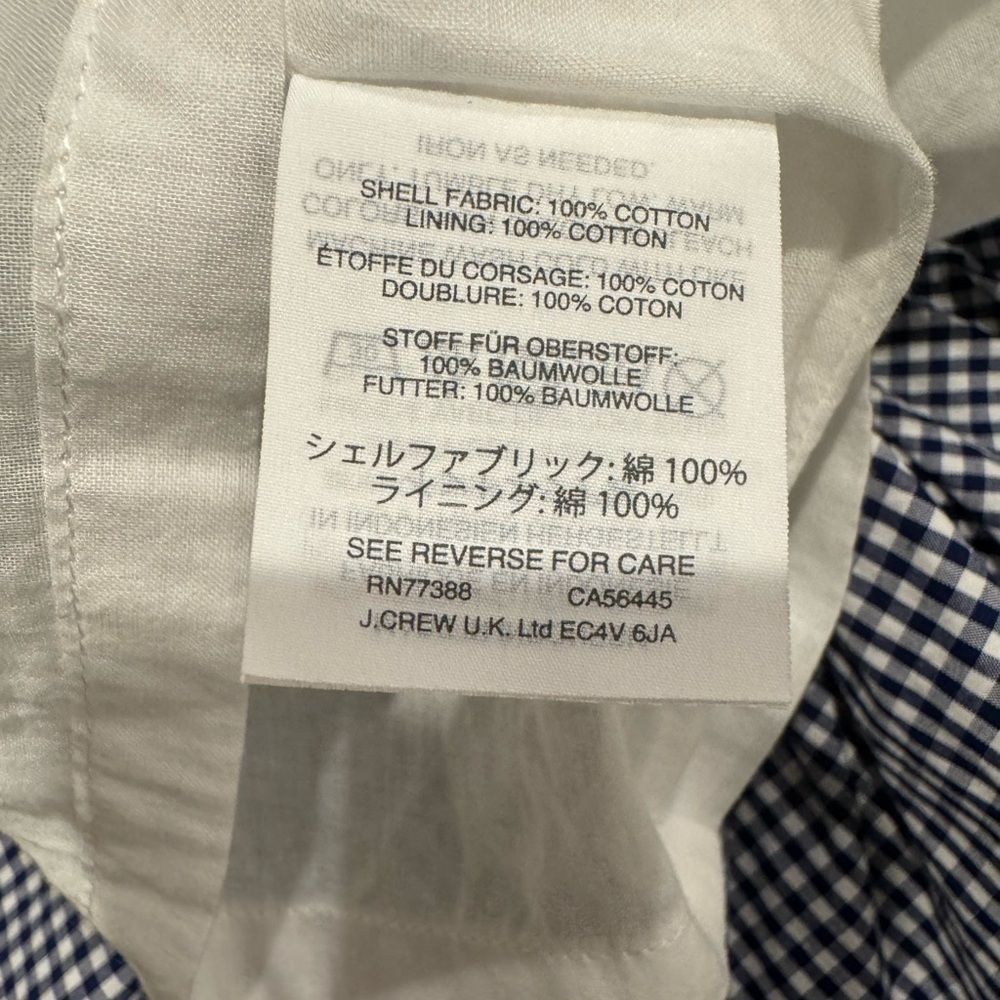 J. Crew Gingham Dress Blue and White Womens Size 6 Cap Sleeve 100% Cotton Poplin - Picture 15 of 15